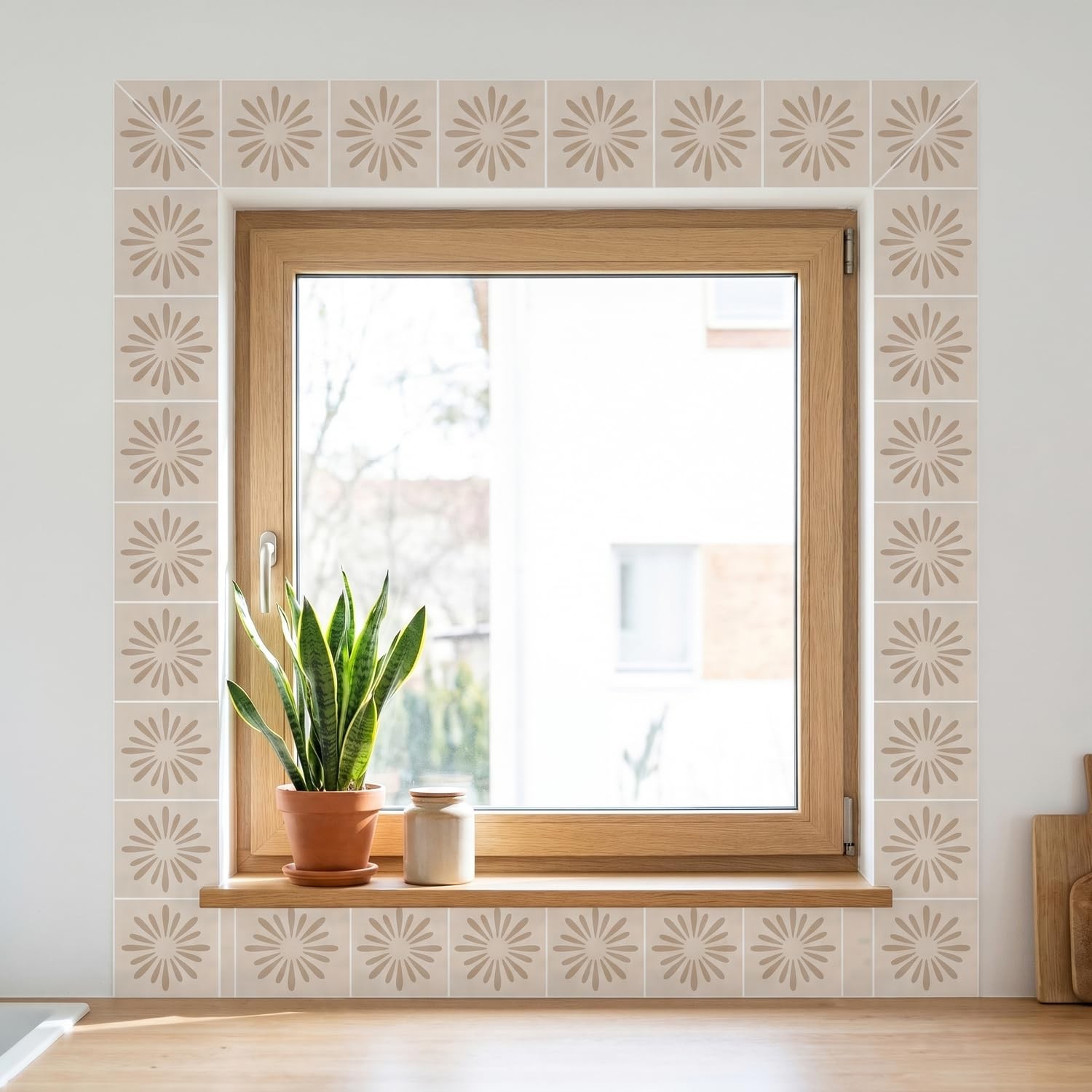 16 Pack, 5.9×5.9 Inch Sage Green Tile Decals, Mid-Century Modern Floral Peel …