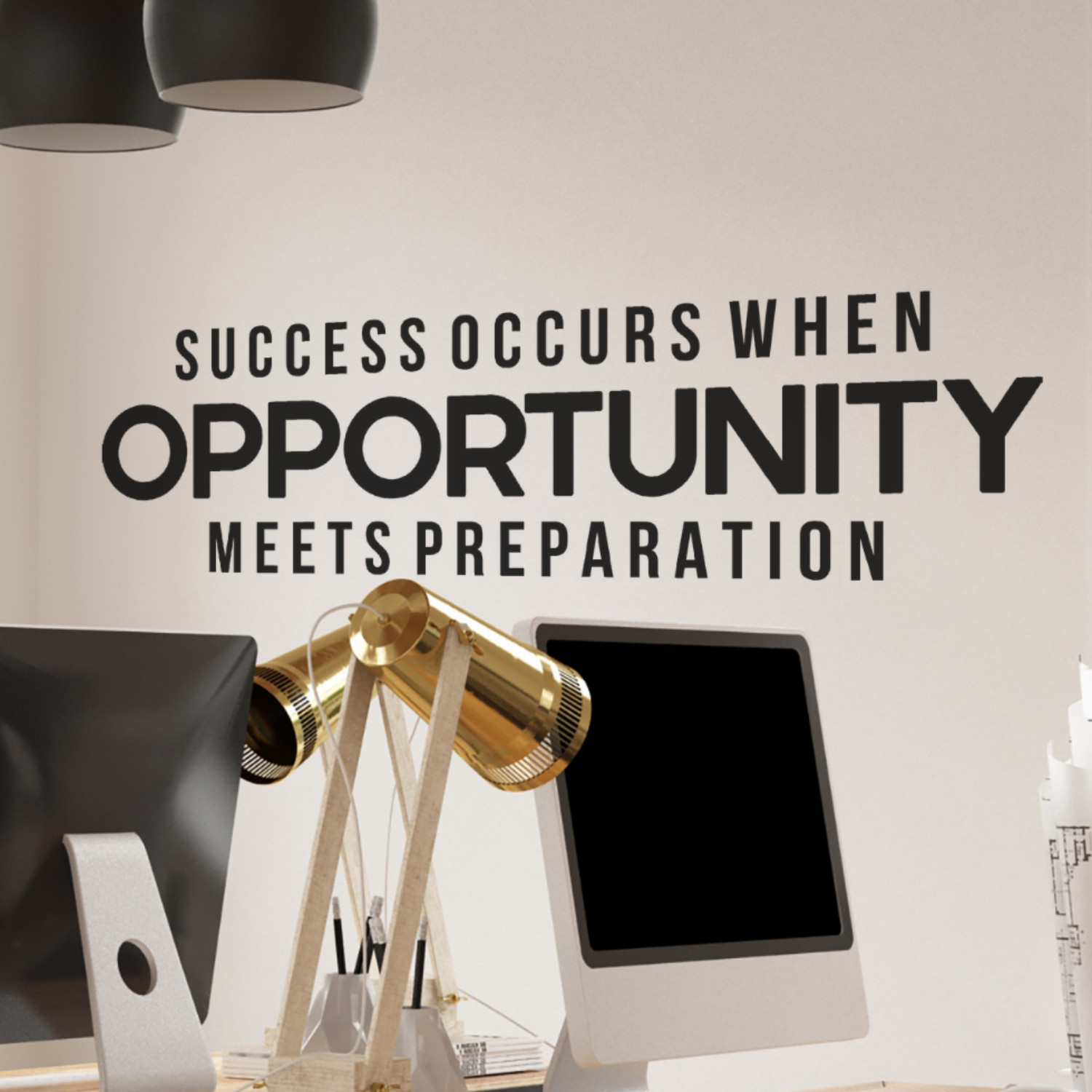 Motivational Wall Decal Quote – Success Occurs When Opportunity Meet Preparation