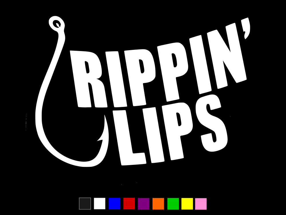 RIPPIN LIPS FISH HOOK FISHERMAN Vinyl Decal Wall Truck Sticker CHOOSE SIZE COLOR