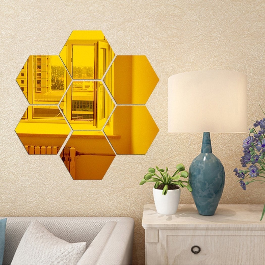 Mirror Wall Stickers – 12PCS Hexagon Art DIY Decorative Acrylic Sheet Plastic…