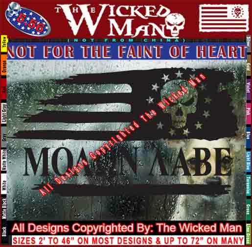 The Wicked Man Molon Labe 13 Star Skull Tattered Flag Horizontal Stars R Sticker