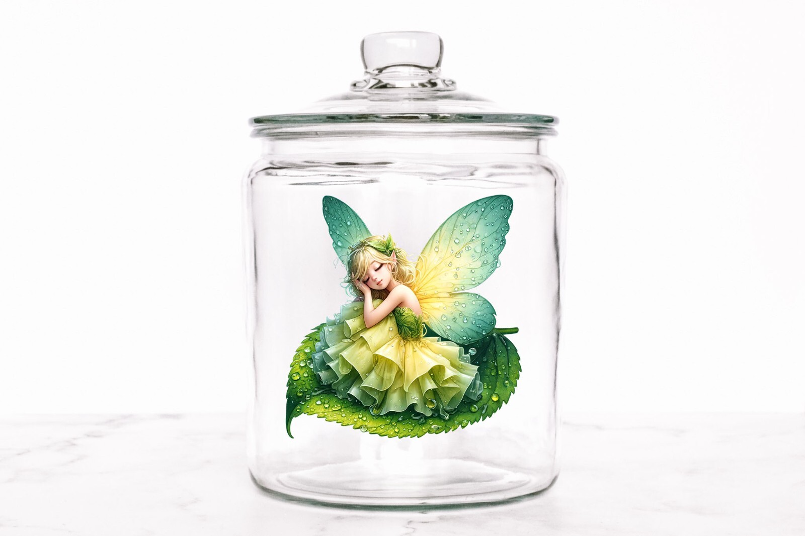 Green and Yellow Fairy UV DTF Transparent Sticker / Decal