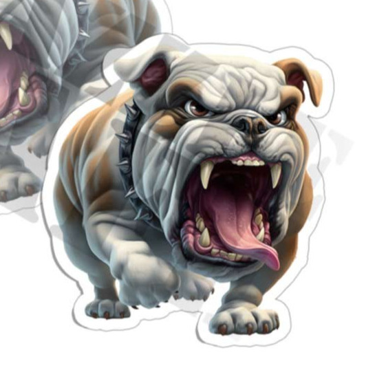 English Bulldog sticker Barking Dog fierce decal cuddly creatures sticker 2 PACK