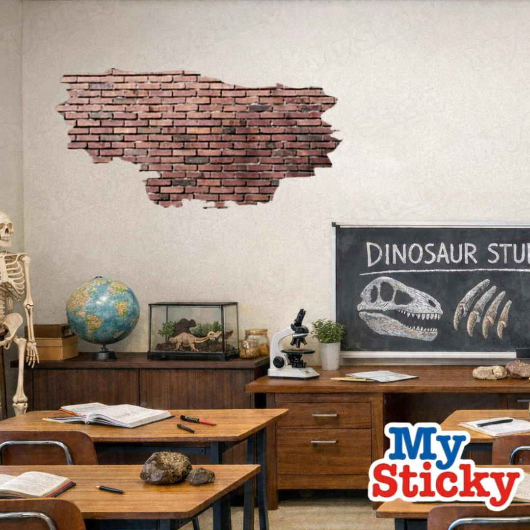 Industrial Brick Breakthrough Wall Decal 3D DIY Vinyl Sticker Gaming Room Decor