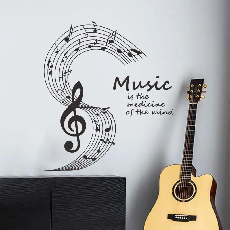 Large Music Notes Wall Decal Set 20×18 Inch Vinyl Lovers Mural for Wall, Kitchen