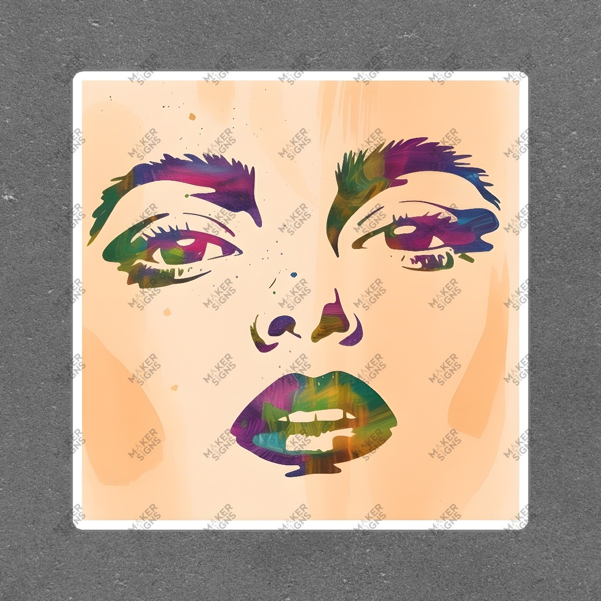 Abstract Art Print Dreamy Ethereal Face, Colorful Modern Art Decor, #8279
