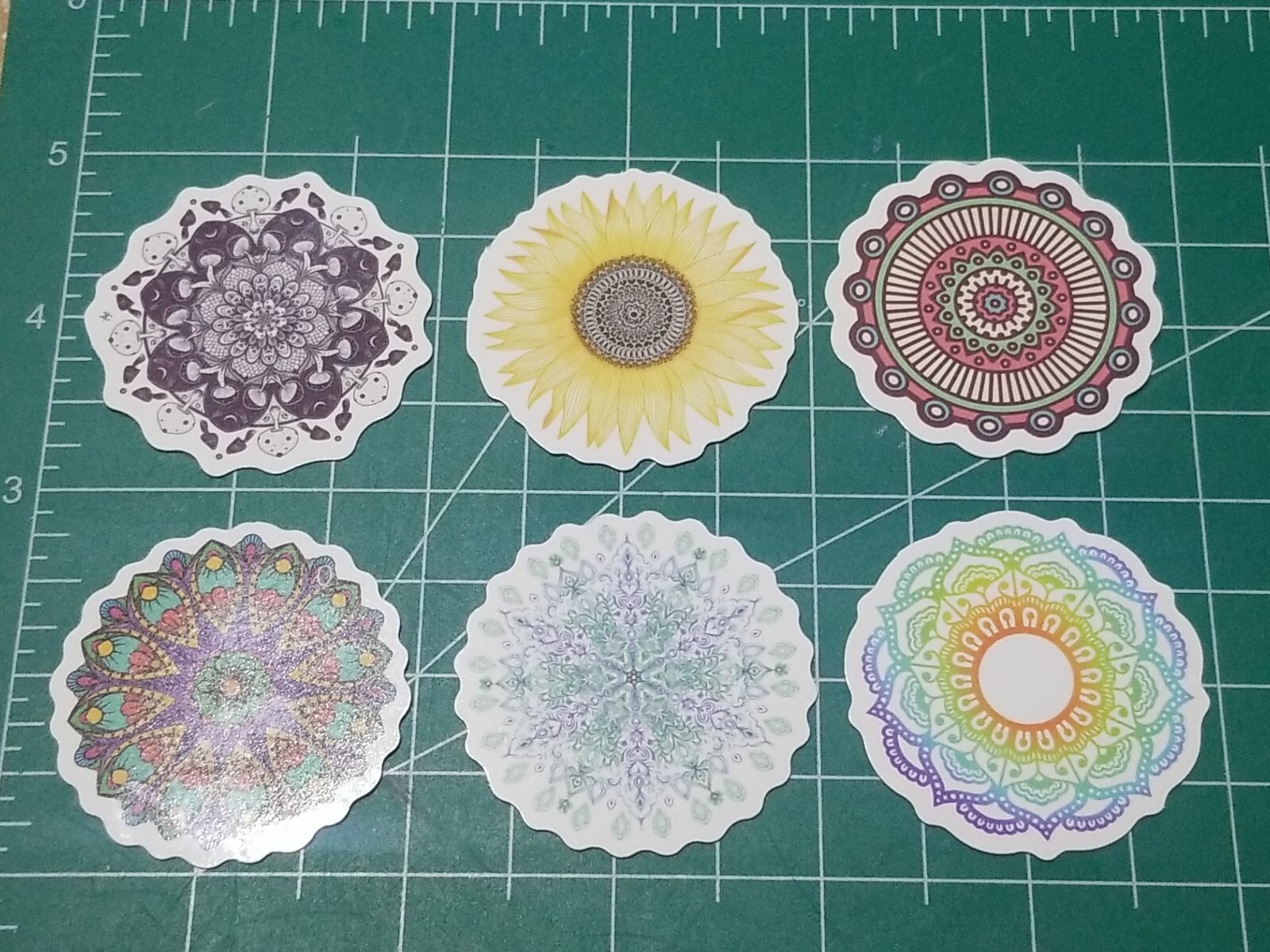 Set Of 6 Mandala Vinyl Decal Stickers Waterproof. 1 3/4″ Round. Lot 1