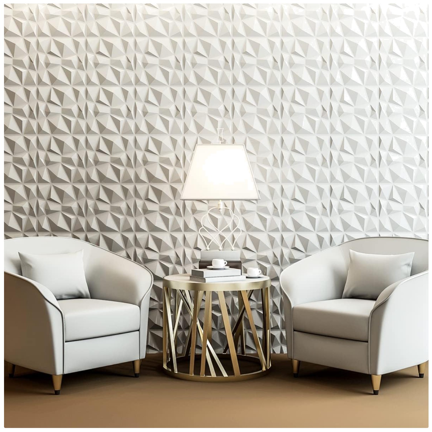 White Matte Decor Panels 11.8″x11.8″ 33 Tiles