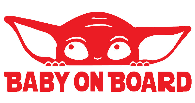 BABY YODA ON BOARD, GROGU, MANDALORIAN, STAR WARS, Decal Sticker for Car, Laptop