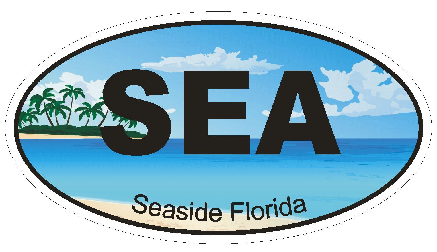 Seaside Florida Oval Bumper Sticker or Helmet Sticker D1280 Euro Oval