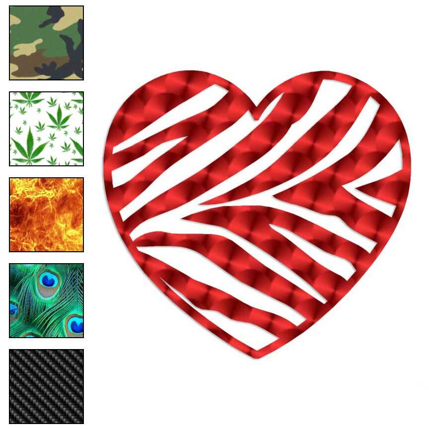 Zebra Print Heart, Vinyl Decal Sticker, 40 Patterns & 3 Sizes, #3172