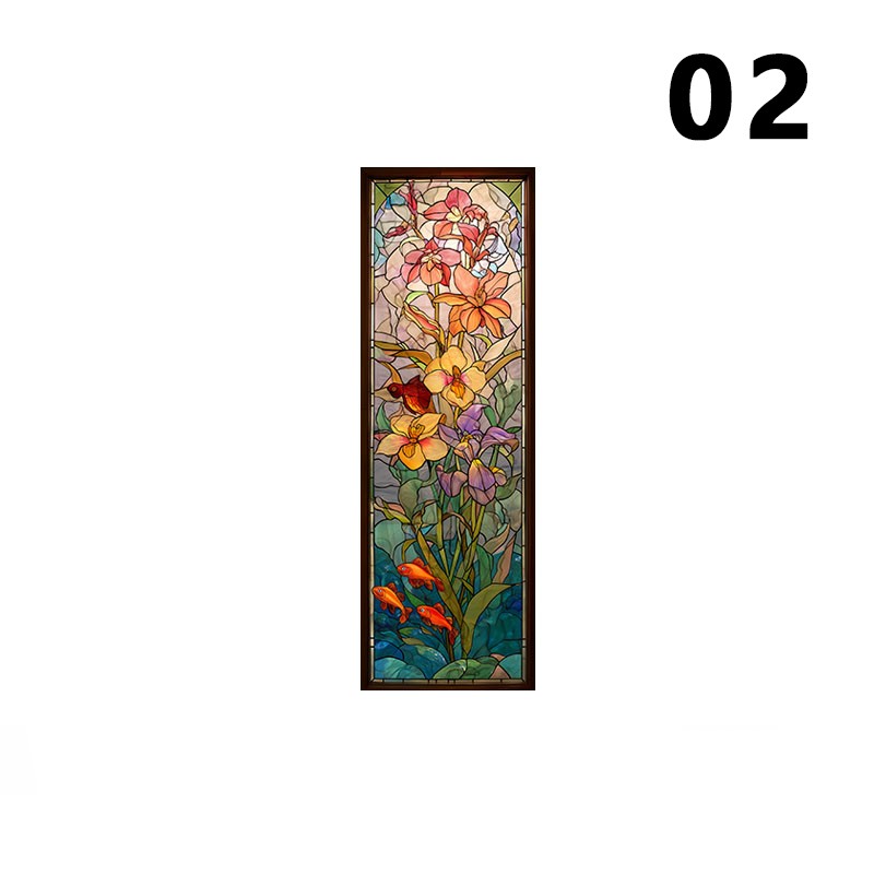 Church Flower Stained Glass Window Film Waterproof Sunscreen Frosted Stickers