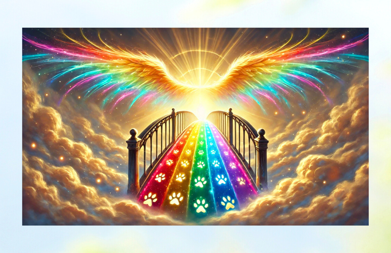 Angel Wings, Rainbow Bridge & Paw Prints WINDOW CLING Size 10.6″ Vinyl