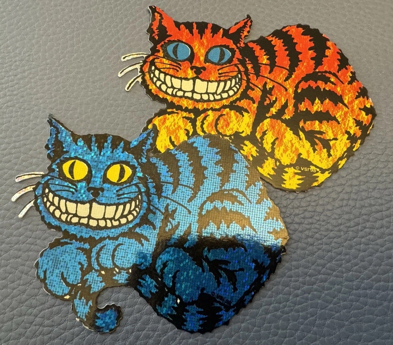Lot 2 Cat Glossy Holographic Prism Vinyl Sticker Decal Feline Pet Unique Colors