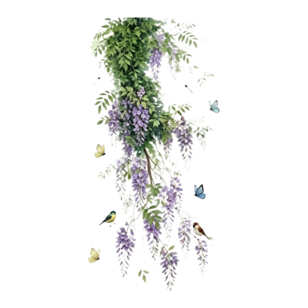 Translucent Wall Art Floral Vine Decal For Home Renovation Easy Application