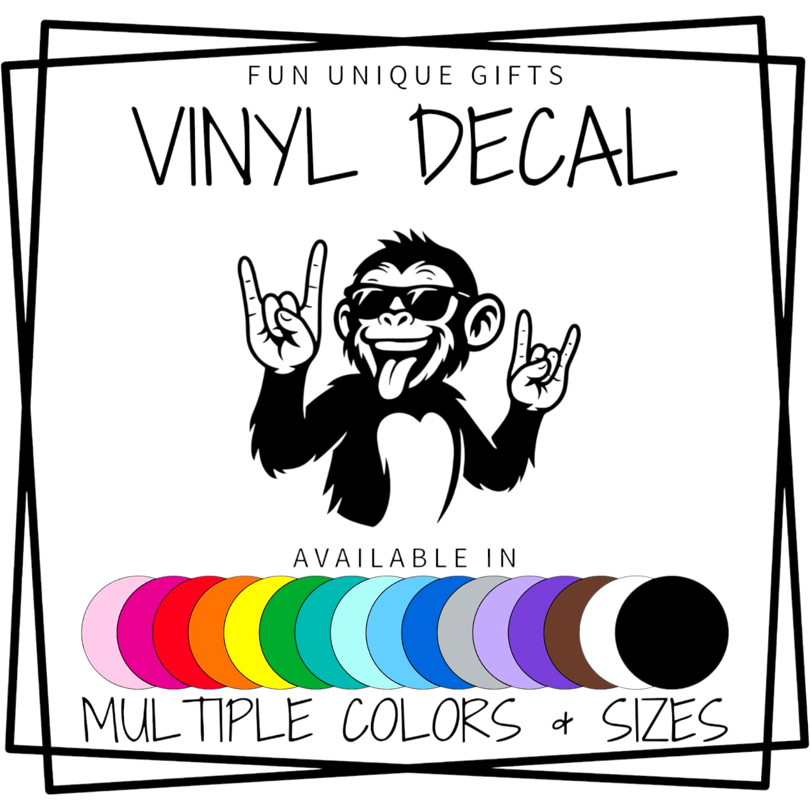 Crazy Monkey Vinyl Decal Sticker -Multiple Colors & Sizes- FREE SHIPPING!