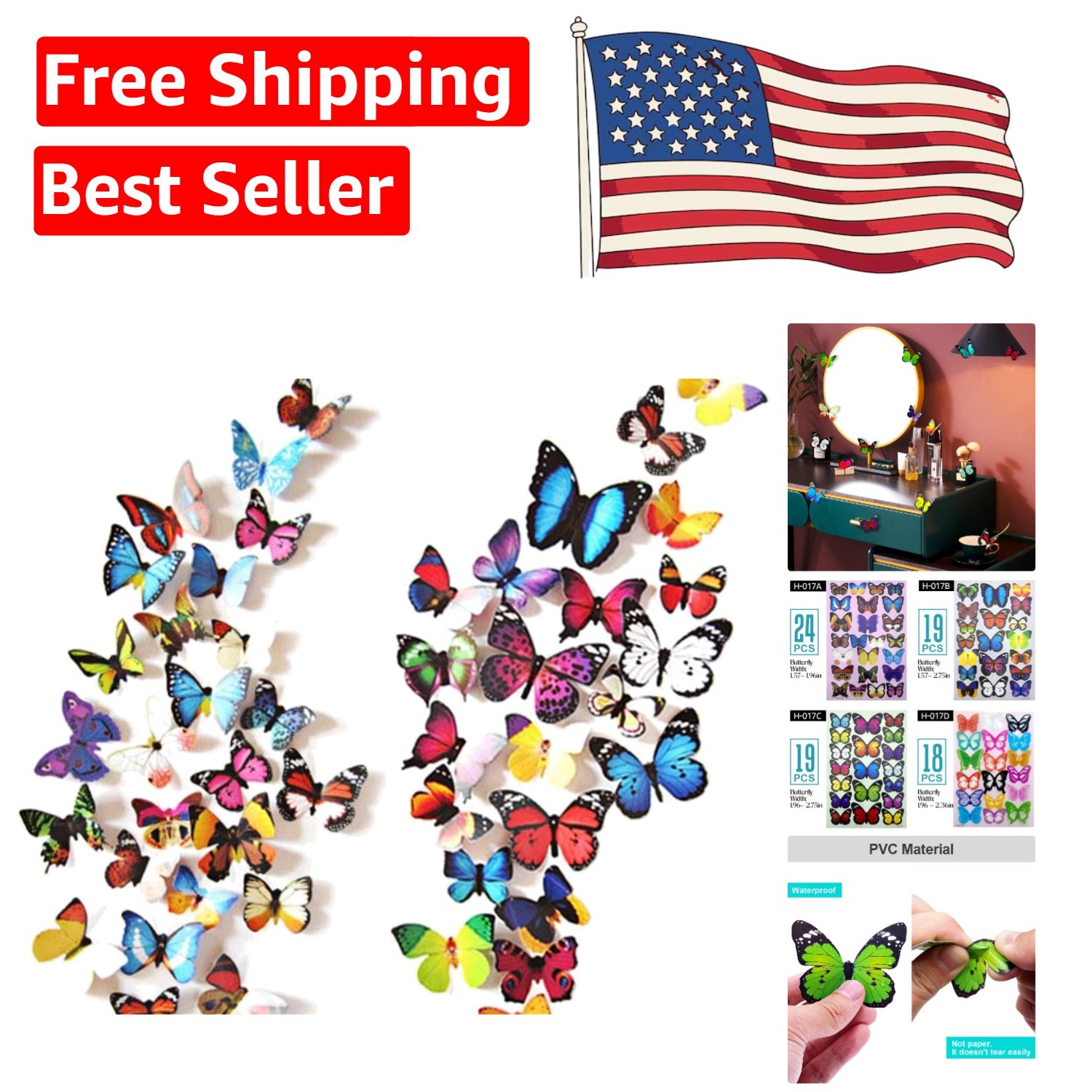 Waterproof & Fade-Resistant 80 PCS Butterfly Stickers – Perfect for Events