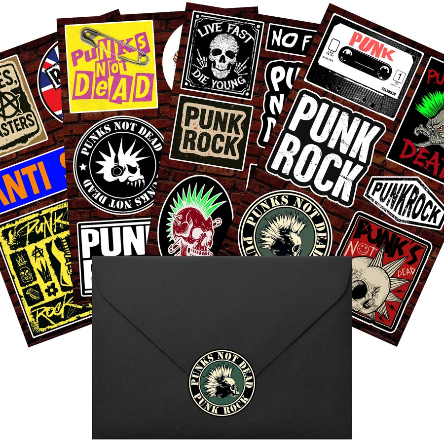Punk Rock Stickers Punks Not Dead Skull Anarchy Anti Social Live Fast Die Young