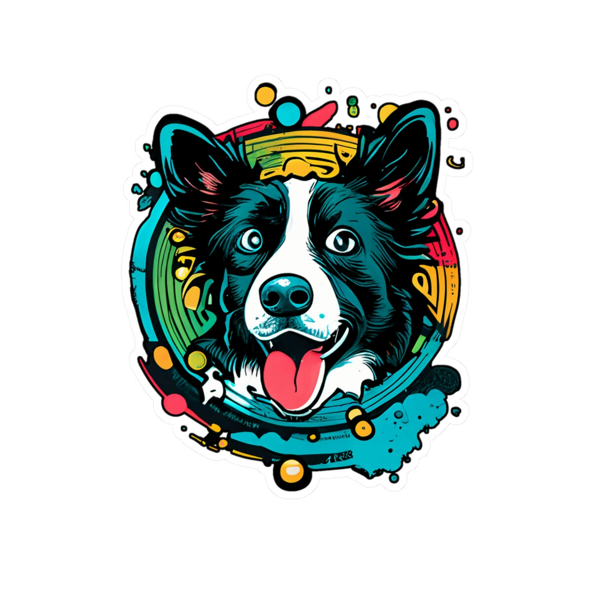 Border Collie Colourful Design Vinyl Sticker