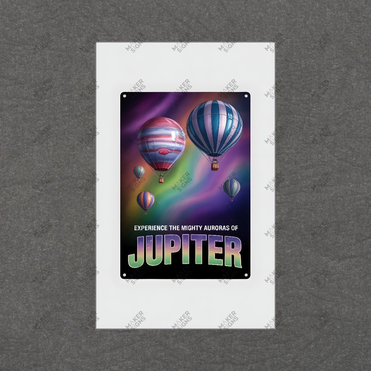 Vibrant Jupiter Hot Air Balloons Wall Art Celestial Aurora Scene #7848