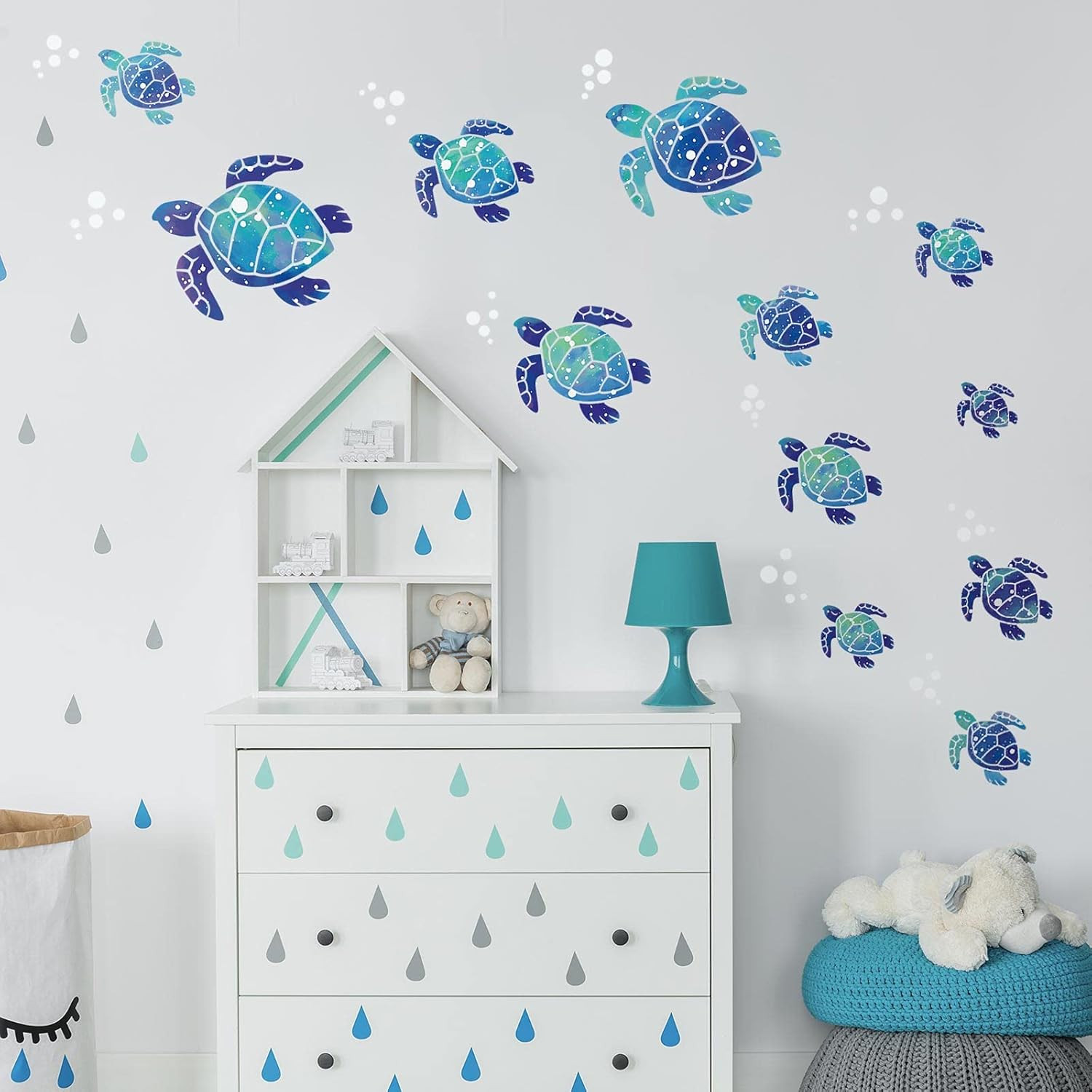 Sea Turtle Wall Decals Ocean Turtle Stickers Underwater Waterproof Decoration