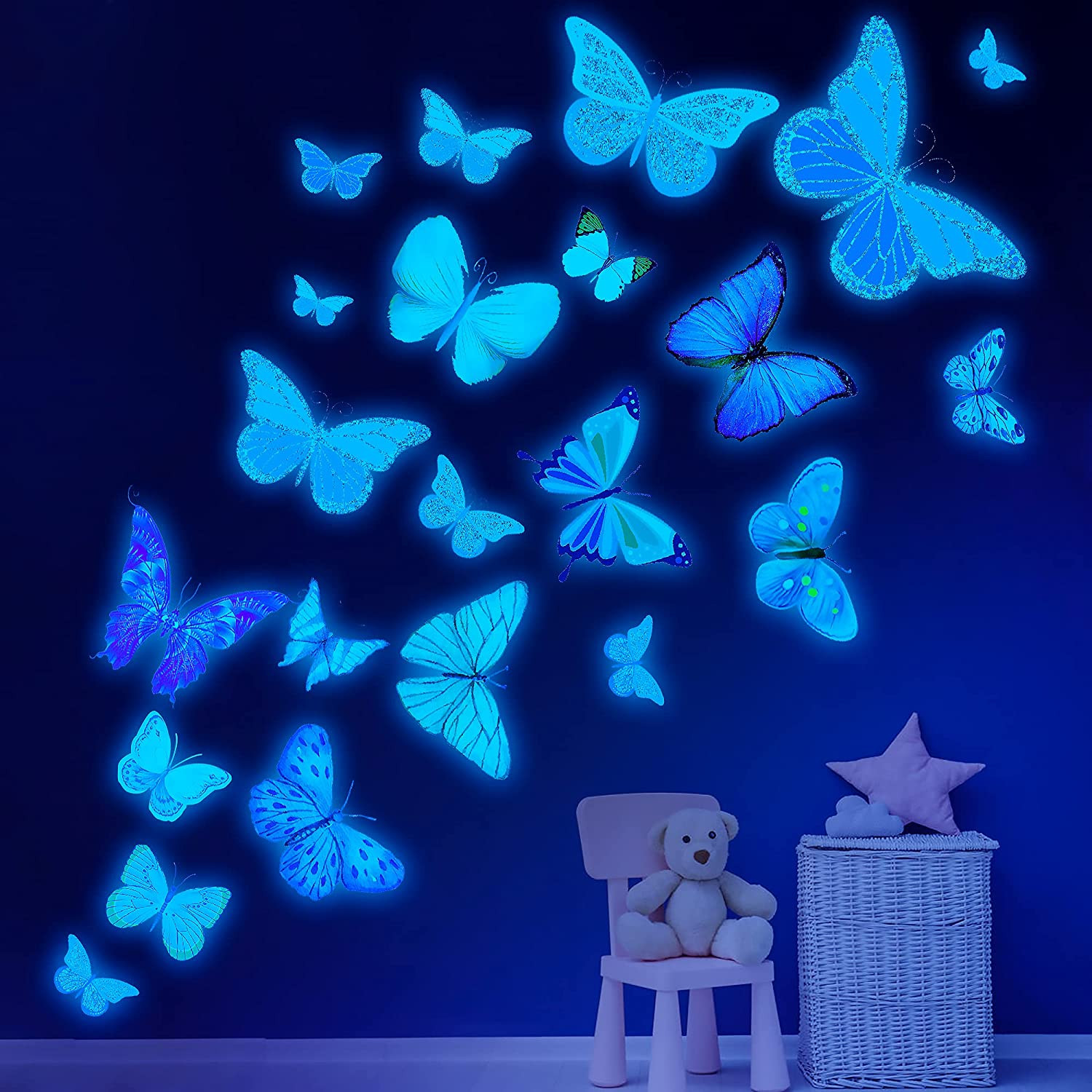 Pegatinas De Decoracion De Pared De Mariposa Brillante 58 Piezas De Calcomanias