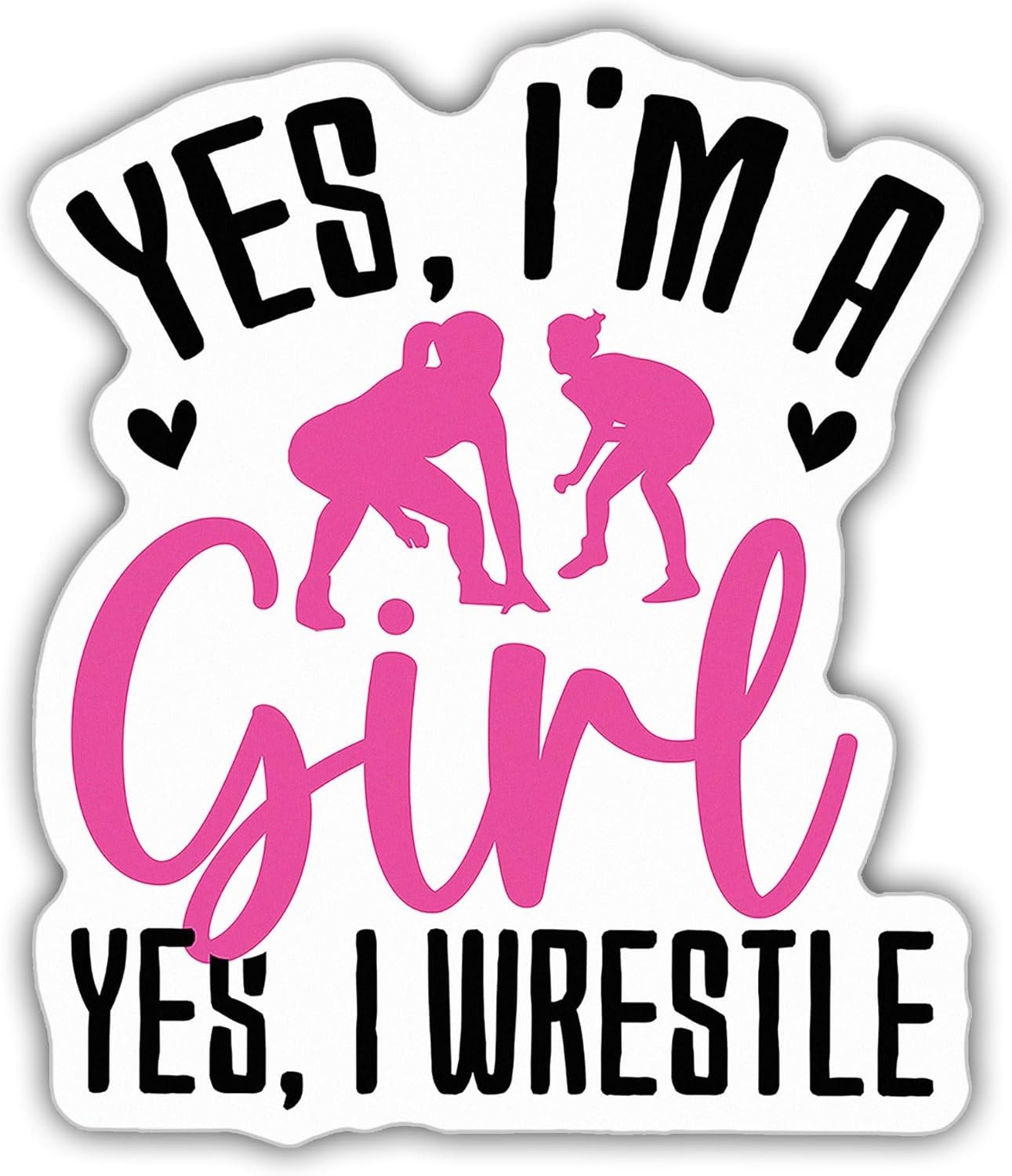 Yes I’m A Girl Yes I Wrestle – Wrestling Girl Power – Wrestling Decal Size 3″