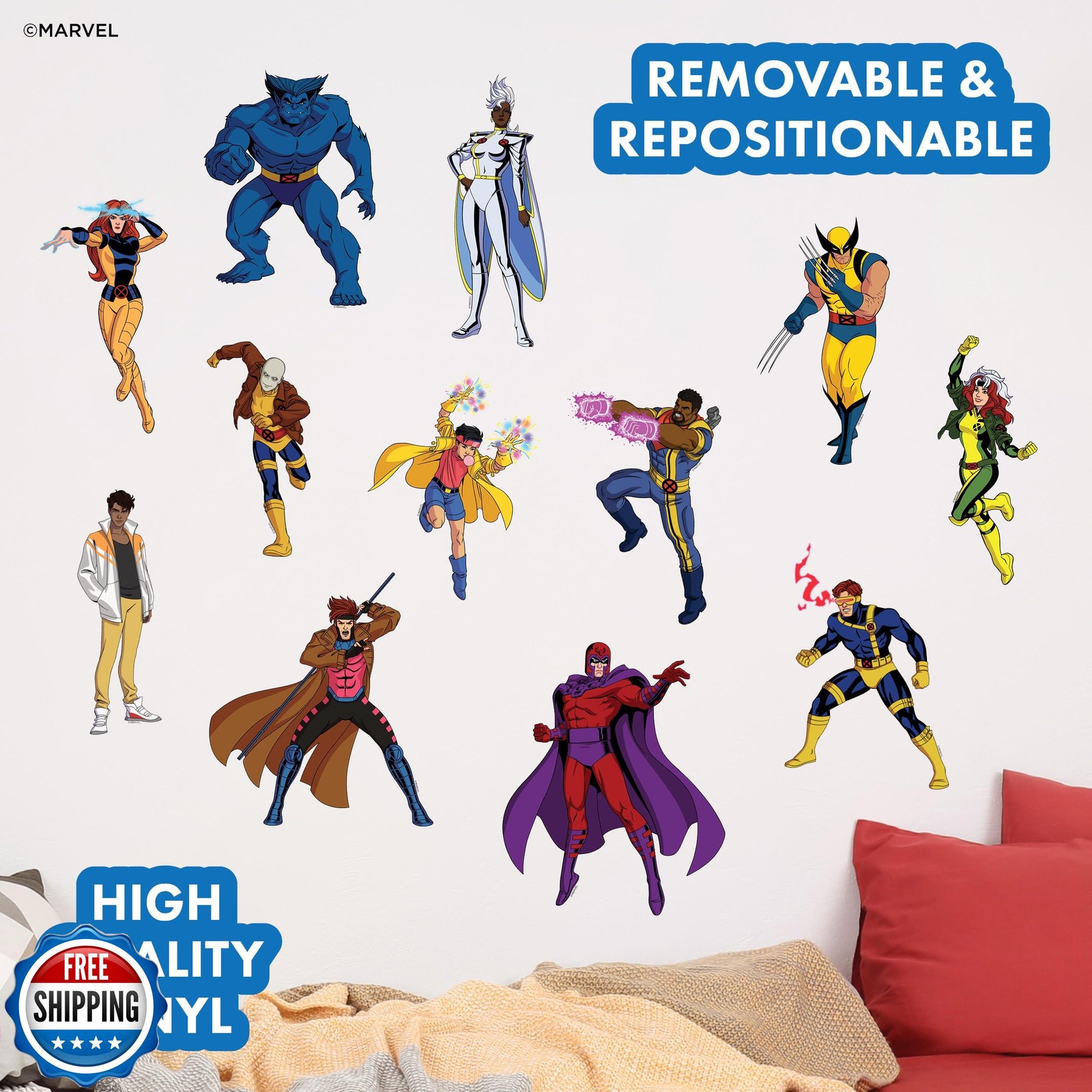 Marvel X-Men Wall Decals – Set of 12 Wall Stickers Wolverine Cyclops Storm Ro