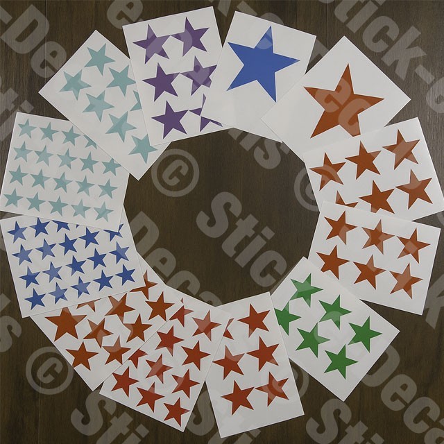 STAR STICKERS Pick Color & Size Permanent Outdoor Glossy Vinyl Decals FREE SHIP