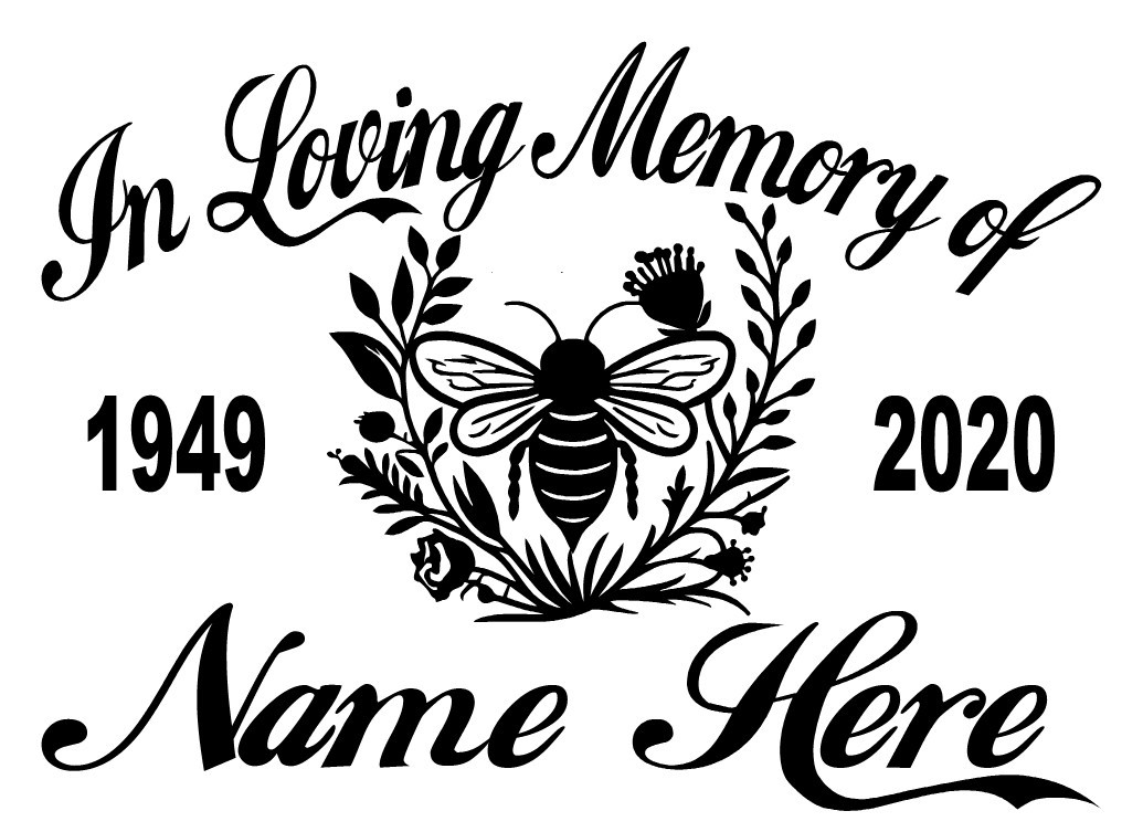 In Loving Memory Decal Bee Flowers Floral Honeycomb Honey Car Vinyl Sticker #2