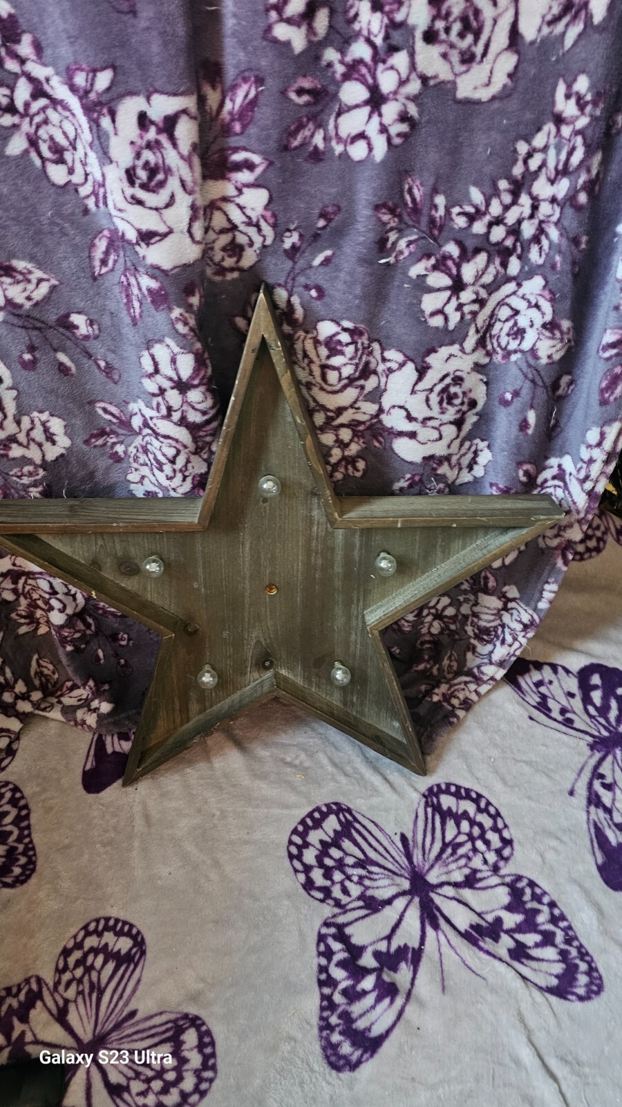 wall decor star brown wood light up