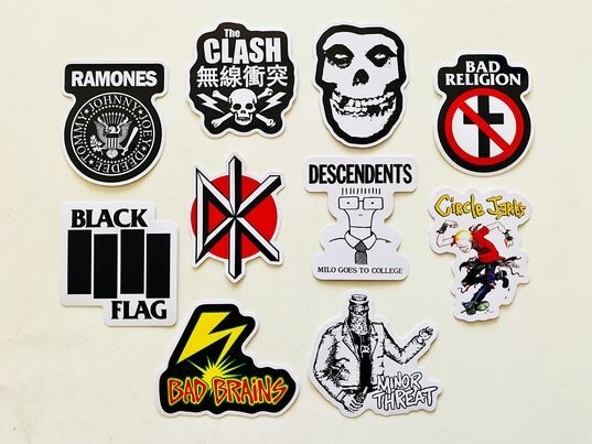 Punk Vinyl Sticker Lot (10 Stickers) Set 1 Bad Minor Black Brains Threat Flag