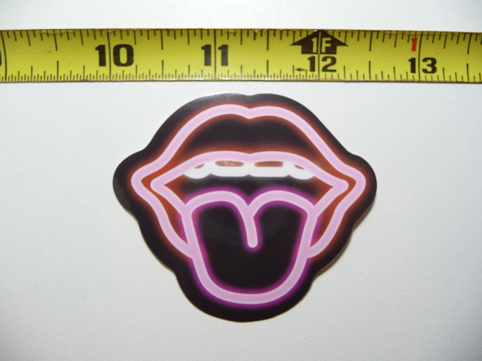 NEON SMALL STICKER DECAL LIPS MOUTH STICKING OUT TONGUE FUNNY DECORATION