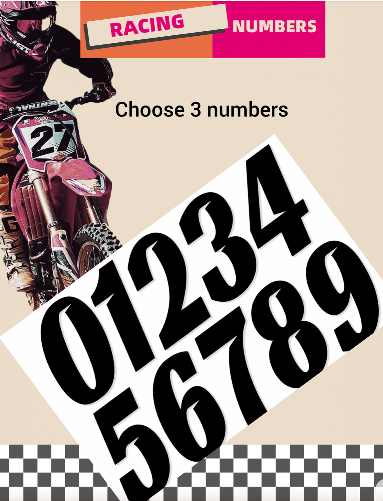 Racing Numbers Vinyl Decal Sticker | Dirt Bike Plate Number BMX Competition