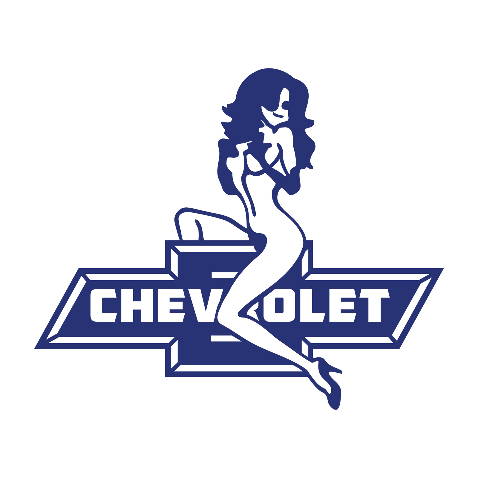 Chevy Chevrolet Bowtie With Sexy Girl Logo die cut decal Made in USA 6+yr