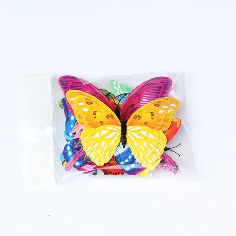 12Pcs Mixed Color Double Layer Butterfly 3D Wall Sticker For Wedding Decoration