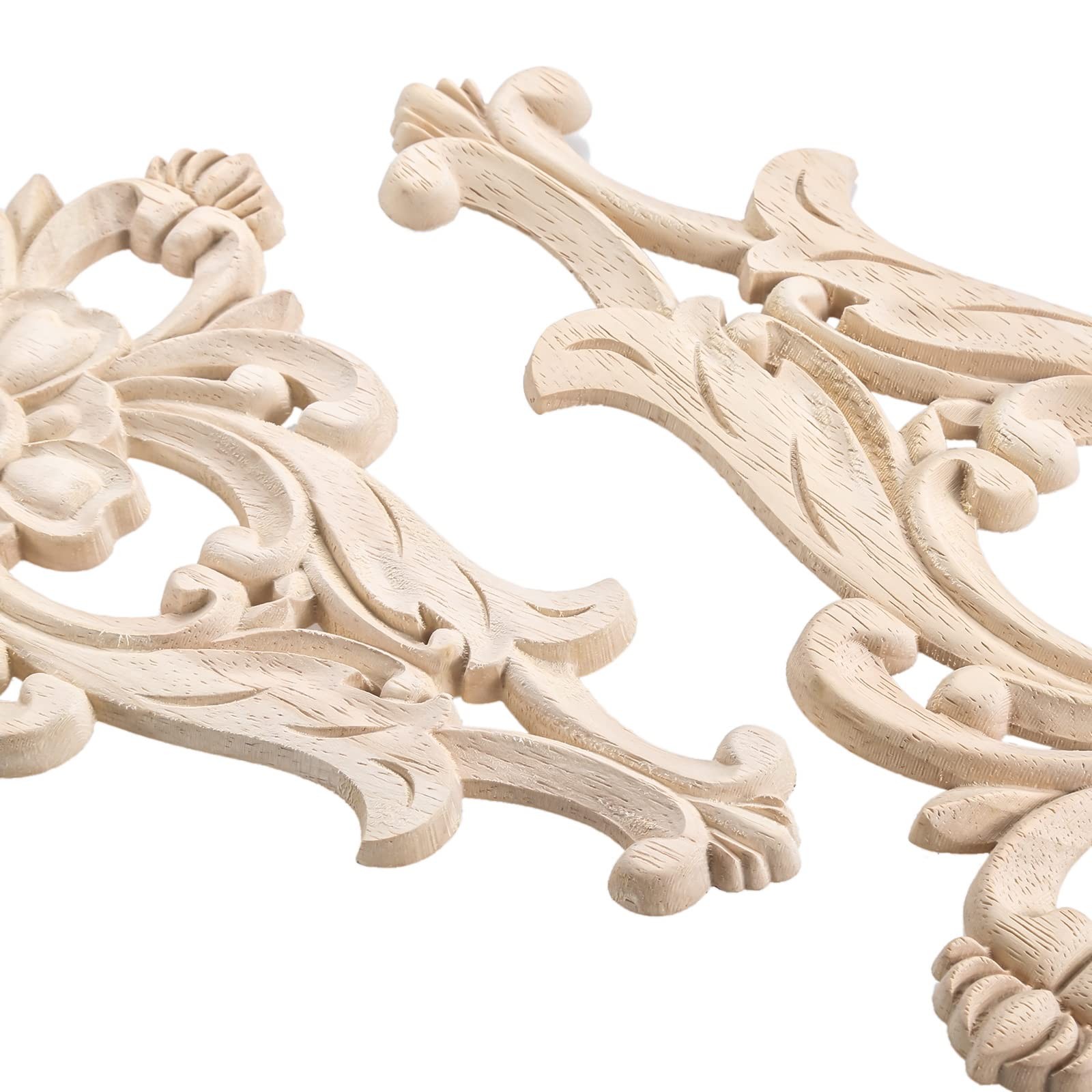 MUXSAM Wood Carved Appliques Furniture Decorative Onlays, 2Pcs Unpainted DIY …