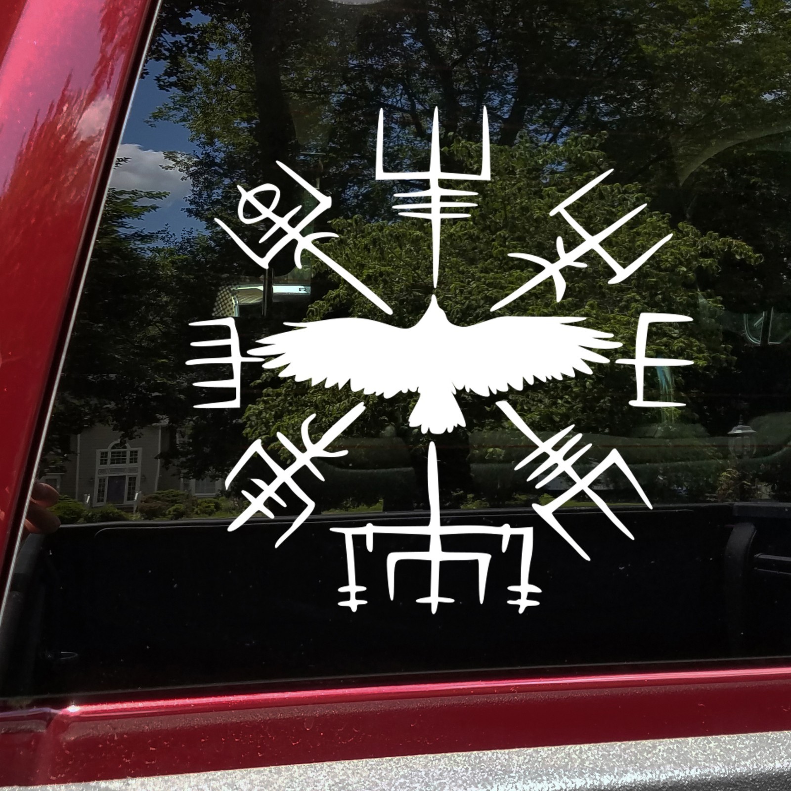 Vegvisir Raven V4 Vinyl Decal Viking Compass Norse Mythology Nordic Pagan Symbol