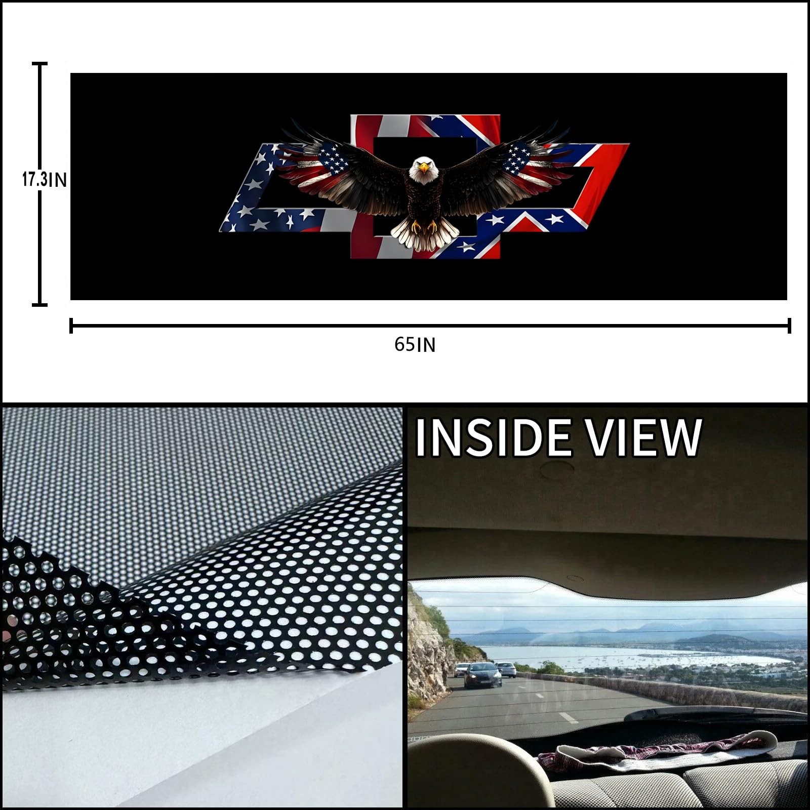 Rear Window Decals for Trucks – 65×17.3 in Back Window American Flag Decals F…
