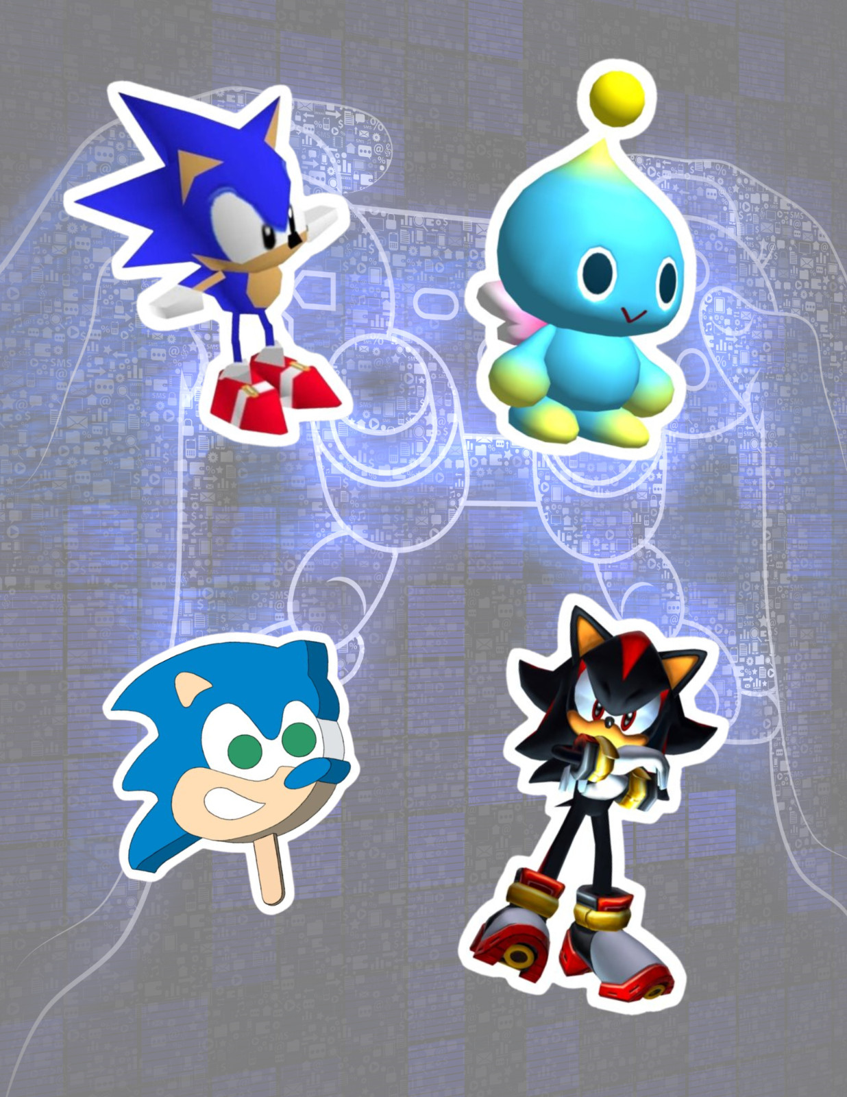Sonic Video Game 4pc Stickers Pack