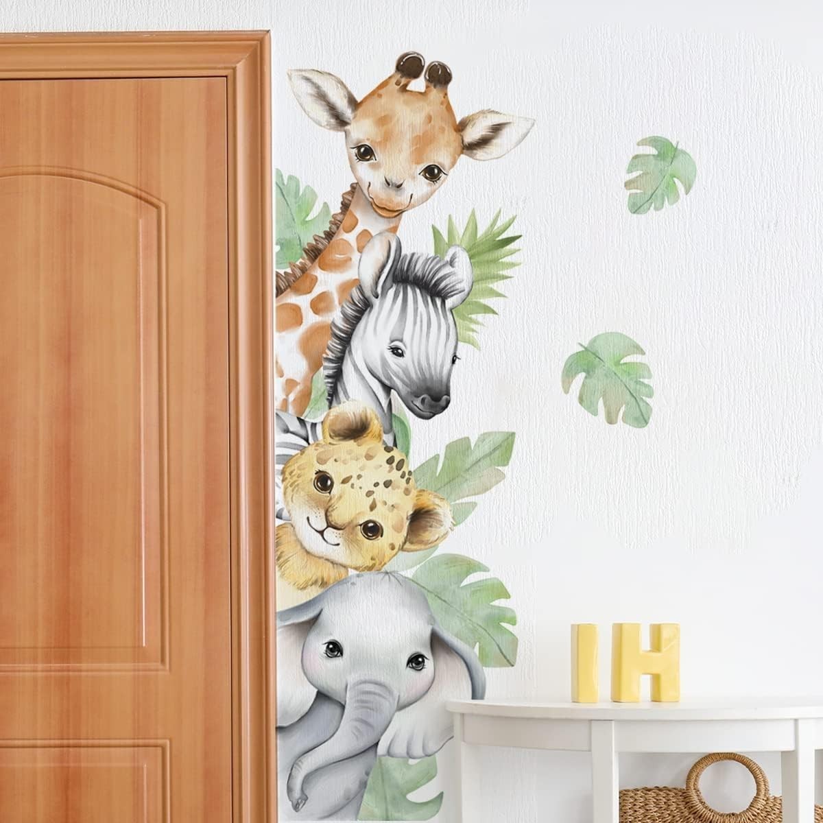 44.88” Waterproof Jungle Animal Stickers for Kids’ Nursery and Playroom Decor
