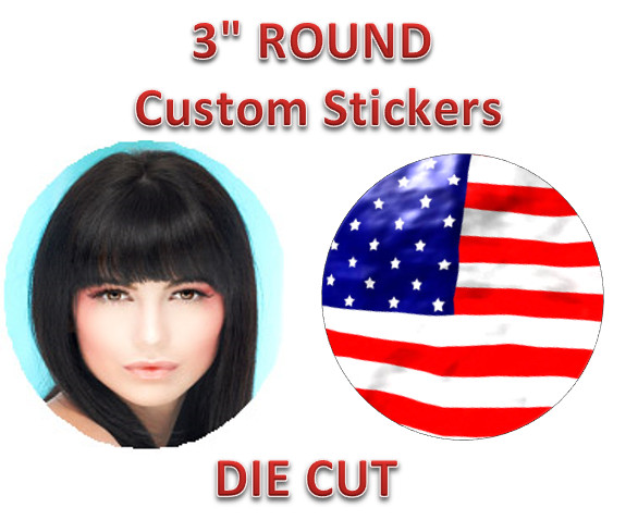 Custom Sticker Decal Photo Text Colors 3″ Round Your Design Die Cut Holographic