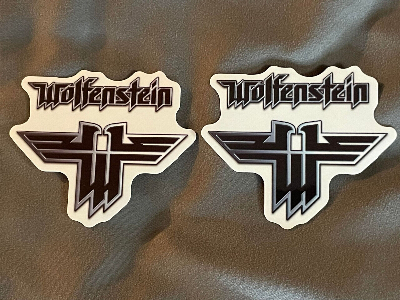 Lot of (2) WOLFENSTEIN 2 3/8″ x 2 7/8″ Logo Stickers FAST! FREE SHIP!