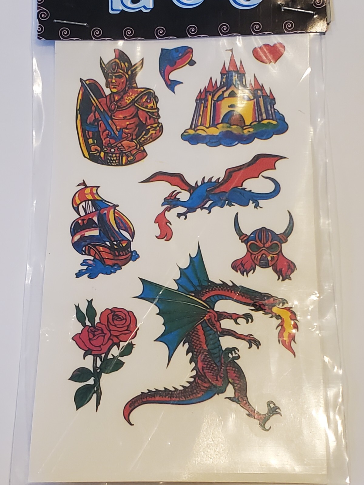 NEW-9 Dragon Temporary Tattoos-Fish Roses