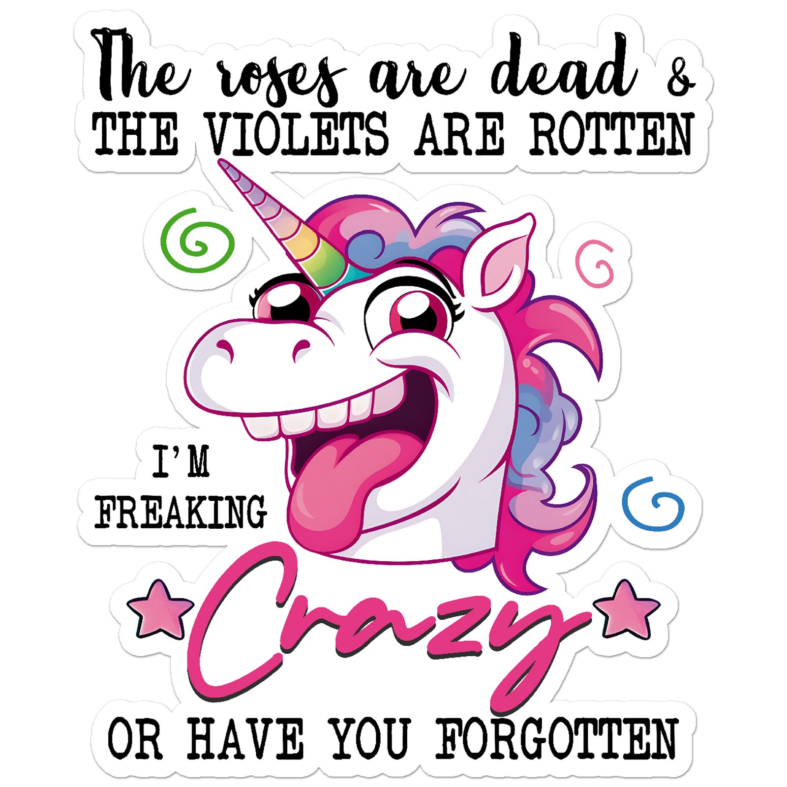 Crazy Unicorn – Vinyl Decal Sticker – Car Window Laptop – ebn11545