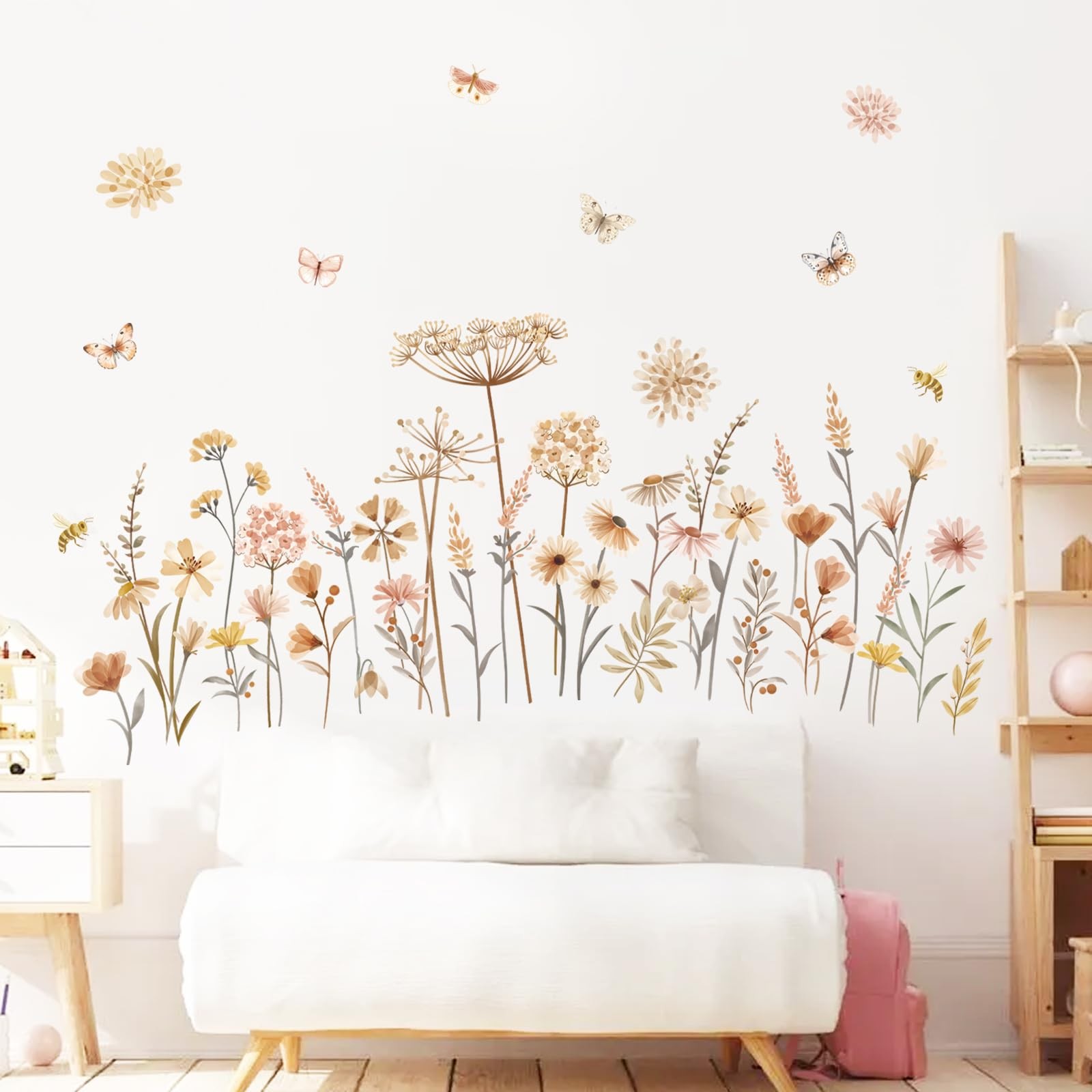 Boho Flower Wall Wildflower Floral Dandelion Grass Wall Stickers Baby Nursery G