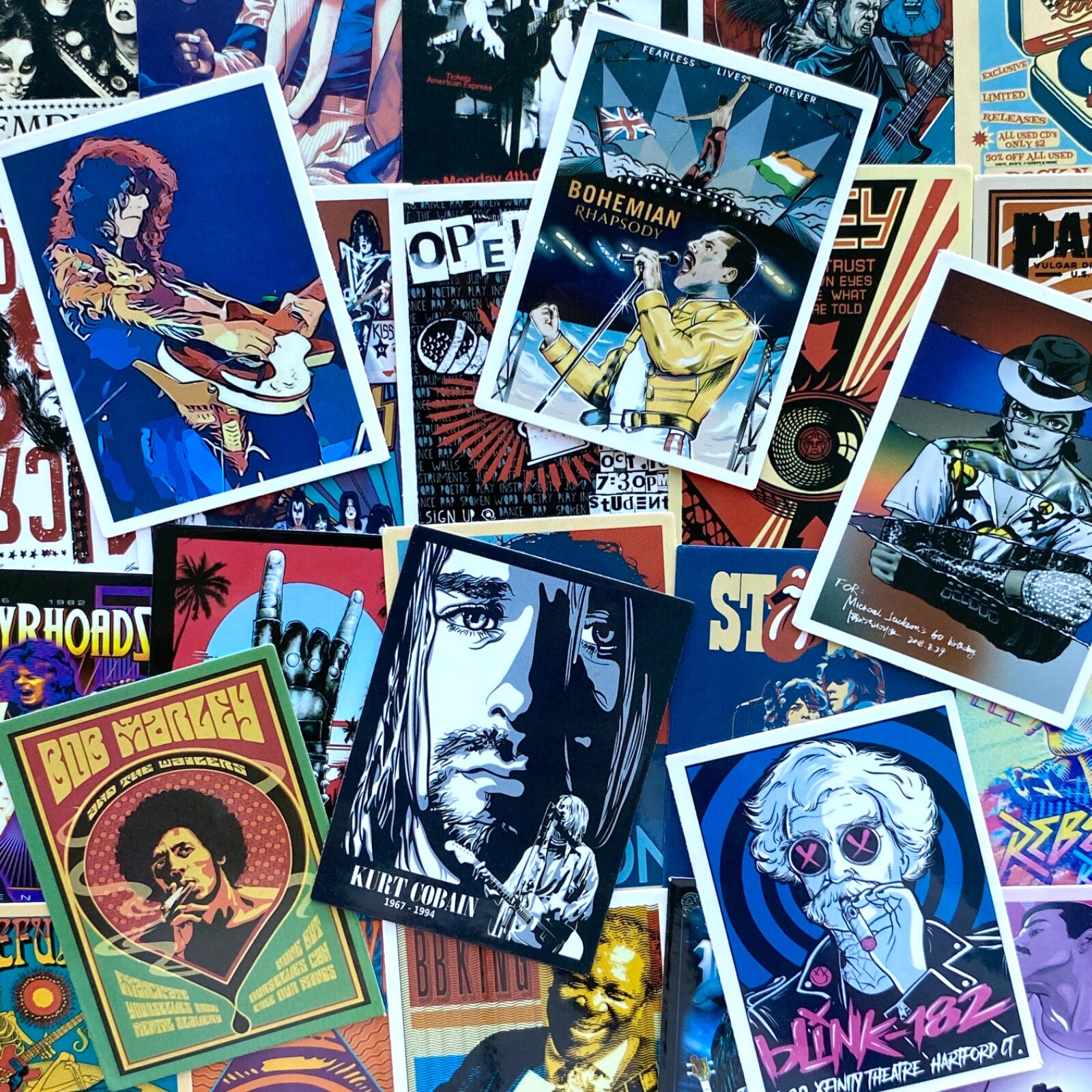 5-50 pcs Rock n Roll Singer Stickers, Rock Band Laptop Water Bottle Phone Decals