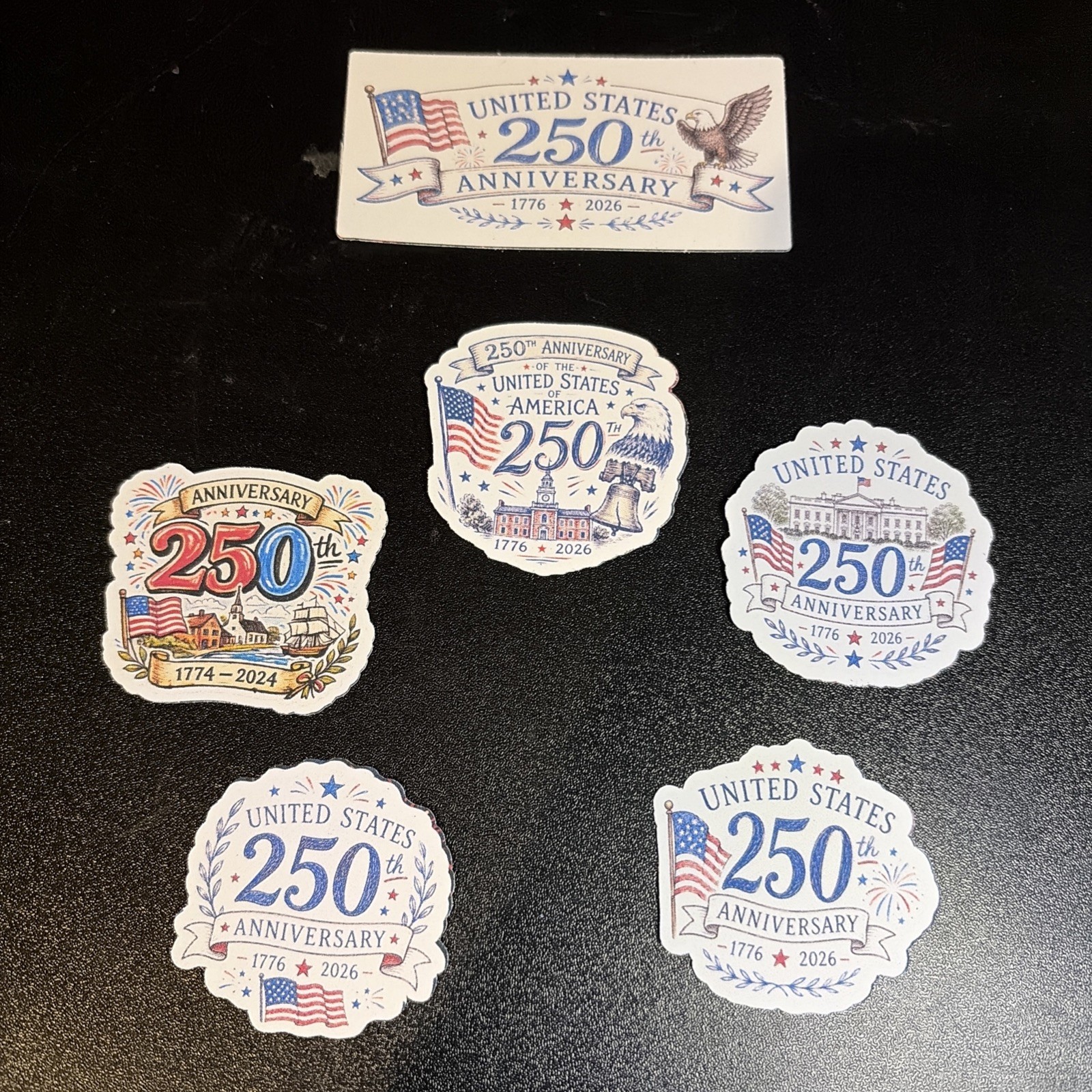 6 Vinyl Stickers United States 250th Anniversary 1.7”