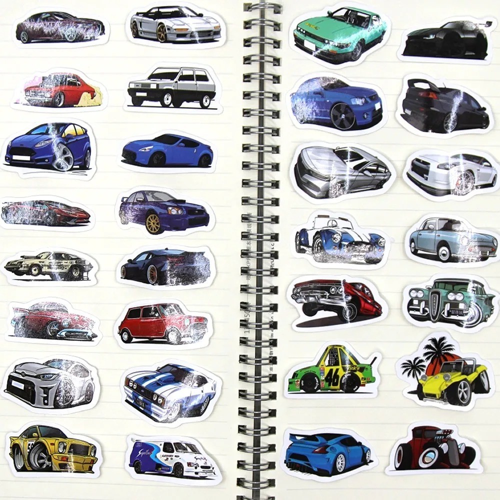 100pcs Retrofit Racing Car Stickers Decals For Guitar Phone Bicycle Laptops Book