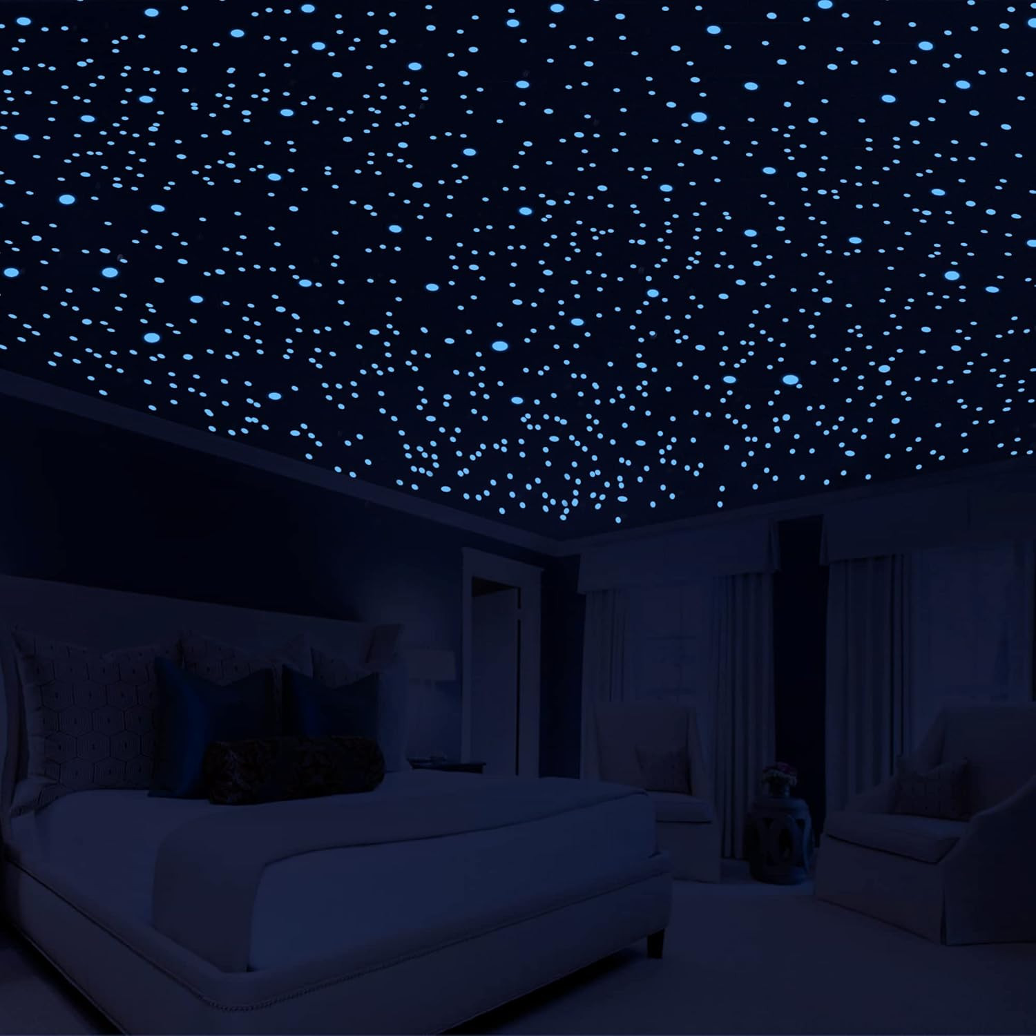 808 PCS Glow in the Dark Stars for Ceiling, Glowing Wall Decals Decor Stickers,